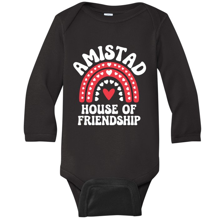 Amistad House Of Friendship Boho Heart Rainbow Baby Long Sleeve Bodysuit