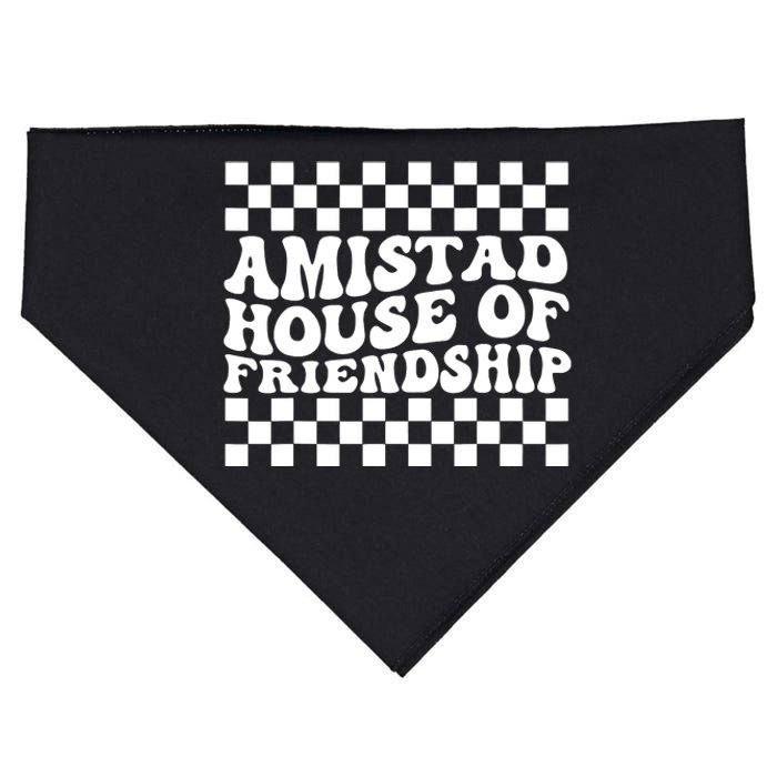 Amistad House Of Friendship Red Retro Groovy Social Amistad USA-Made Doggie Bandana