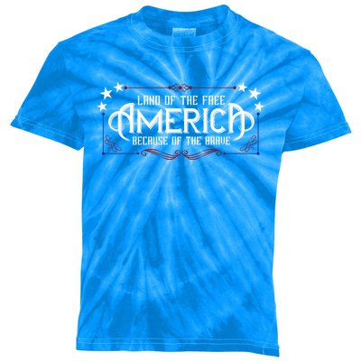 America Home Of The Free Because Of The Brave Patriotic Gift Kids Tie-Dye T-Shirt