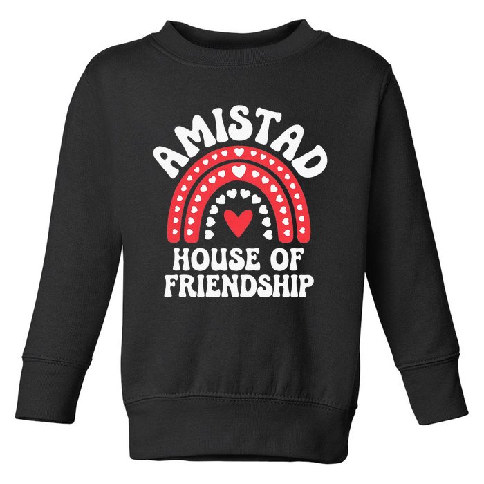 Amistad House Of Friendship Boho Heart Rainbow Toddler Sweatshirt