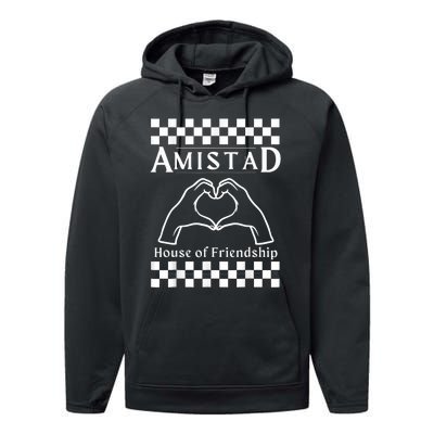 Amistad House Of Friendship Red Retro Groovy Social Amistad Performance Fleece Hoodie