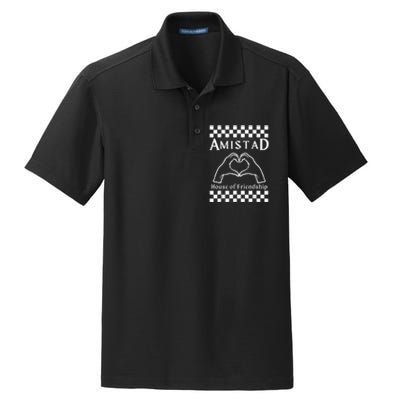 Amistad House Of Friendship Red Retro Groovy Social Amistad Dry Zone Grid Polo