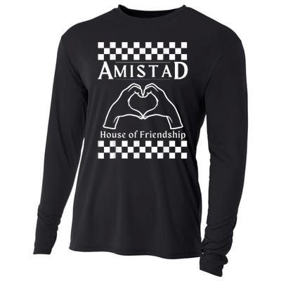 Amistad House Of Friendship Red Retro Groovy Social Amistad Cooling Performance Long Sleeve Crew