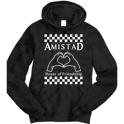 Amistad House Of Friendship Red Retro Groovy Social Amistad Tie Dye Hoodie