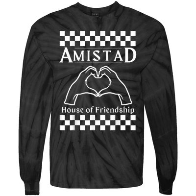 Amistad House Of Friendship Red Retro Groovy Social Amistad Tie-Dye Long Sleeve Shirt