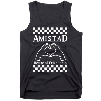 Amistad House Of Friendship Red Retro Groovy Social Amistad Tank Top