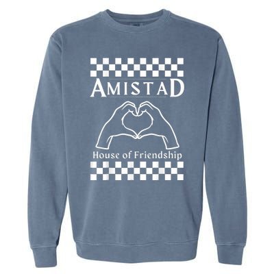 Amistad House Of Friendship Red Retro Groovy Social Amistad Garment-Dyed Sweatshirt