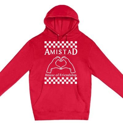 Amistad House Of Friendship Red Retro Groovy Social Amistad Premium Pullover Hoodie