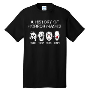 A History Of Horror Masks Halloween Funny Costume Anti Biden Tall T-Shirt