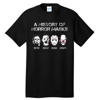 A History Of Horror Masks Halloween Funny Costume Anti Biden Tall T-Shirt