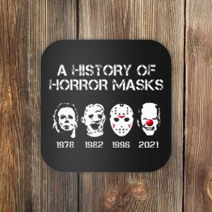 A History Of Horror Masks Halloween Funny Costume Anti Biden Coaster