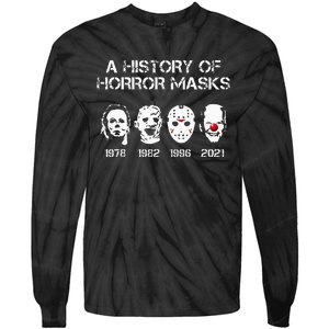 A History Of Horror Masks Halloween Funny Costume Anti Biden Tie-Dye Long Sleeve Shirt