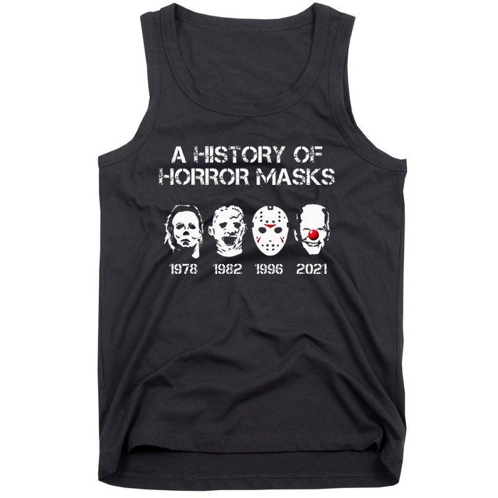 A History Of Horror Masks Halloween Funny Costume Anti Biden Tank Top