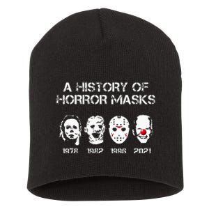 A History Of Horror Masks Halloween Funny Costume Anti Biden Short Acrylic Beanie