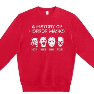 A History Of Horror Masks Halloween Funny Costume Anti Biden Premium Crewneck Sweatshirt