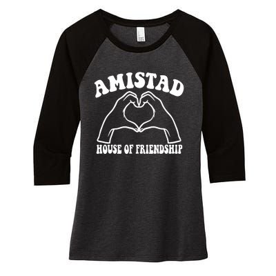 Amistad House Of Friendship Rca Friendly School Spirit Women's Tri-Blend 3/4-Sleeve Raglan Shirt