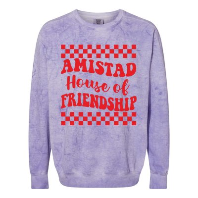 Amistad House Of Friendship House Retro Groovy Friendship Colorblast Crewneck Sweatshirt