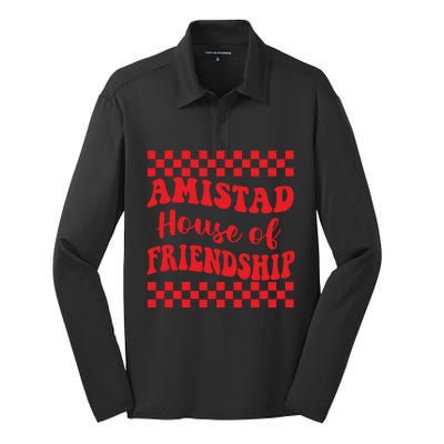 Amistad House Of Friendship House Retro Groovy Friendship Silk Touch Performance Long Sleeve Polo