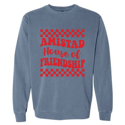 Amistad House Of Friendship House Retro Groovy Friendship Garment-Dyed Sweatshirt