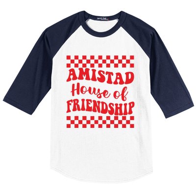 Amistad House Of Friendship House Retro Groovy Friendship Baseball Sleeve Shirt