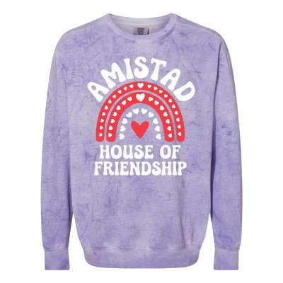 Amistad House Of Friendship Boho Heart Rainbow Colorblast Crewneck Sweatshirt