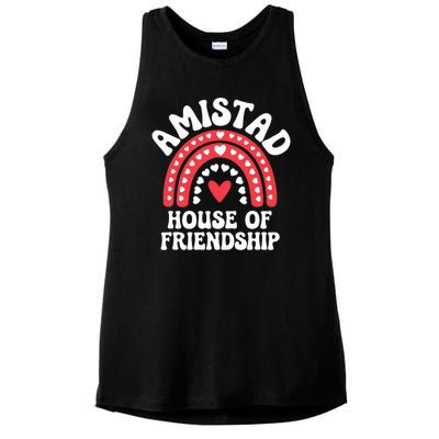 Amistad House Of Friendship Boho Heart Rainbow Ladies PosiCharge Tri-Blend Wicking Tank