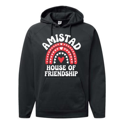 Amistad House Of Friendship Boho Heart Rainbow Performance Fleece Hoodie