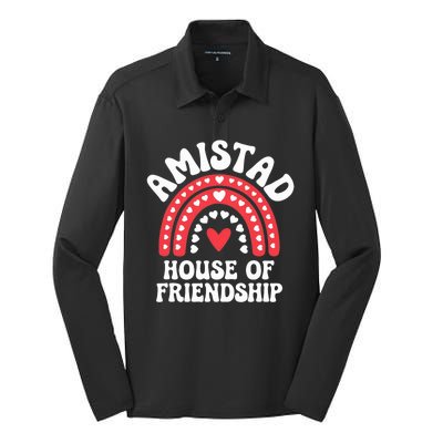 Amistad House Of Friendship Boho Heart Rainbow Silk Touch Performance Long Sleeve Polo