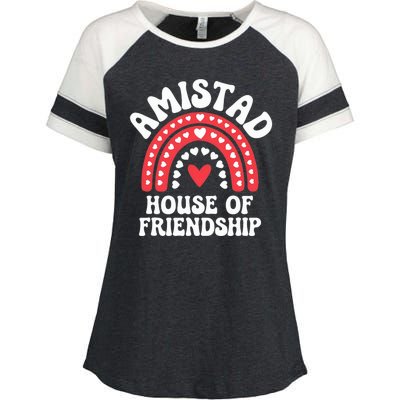 Amistad House Of Friendship Boho Heart Rainbow Enza Ladies Jersey Colorblock Tee