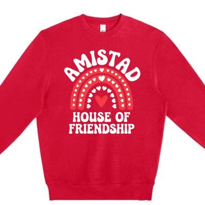 Amistad House Of Friendship Boho Heart Rainbow Premium Crewneck Sweatshirt