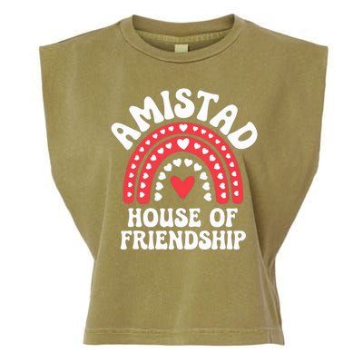 Amistad House Of Friendship Boho Heart Rainbow Garment-Dyed Women's Muscle Tee