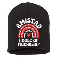 Amistad House Of Friendship Boho Heart Rainbow Short Acrylic Beanie