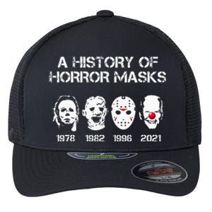 A History Of Horror Masks Halloween Funny Costume AntiBiden Flexfit Unipanel Trucker Cap