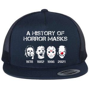 A History Of Horror Masks Halloween Funny Costume AntiBiden Flat Bill Trucker Hat