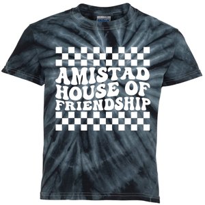 Amistad House Of Friendship Red Retro Groovy Social Amistad Kids Tie-Dye T-Shirt