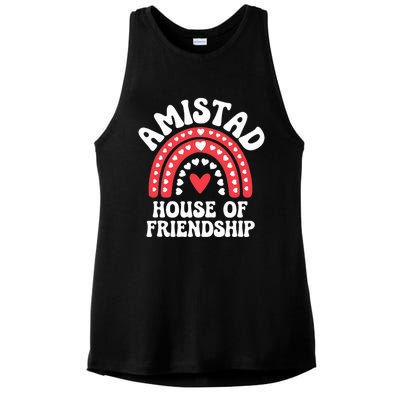 Amistad House Of Friendship Boho Heart Rainbow Ladies PosiCharge Tri-Blend Wicking Tank