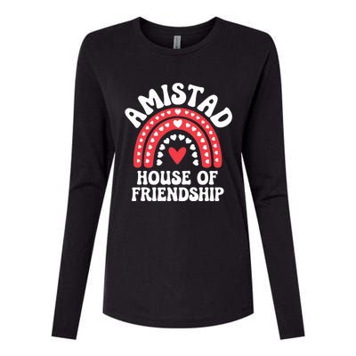 Amistad House Of Friendship Boho Heart Rainbow Womens Cotton Relaxed Long Sleeve T-Shirt