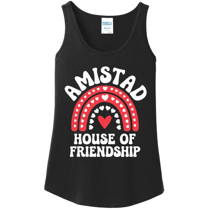 Amistad House Of Friendship Boho Heart Rainbow Ladies Essential Tank