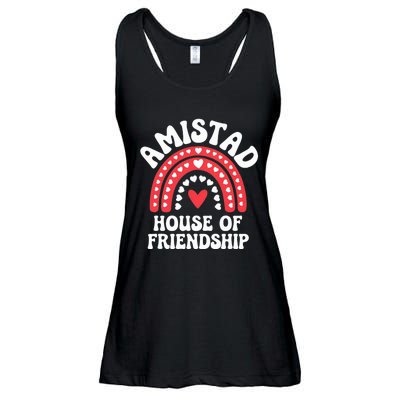 Amistad House Of Friendship Boho Heart Rainbow Ladies Essential Flowy Tank