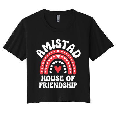 Amistad House Of Friendship Boho Heart Rainbow Women's Crop Top Tee