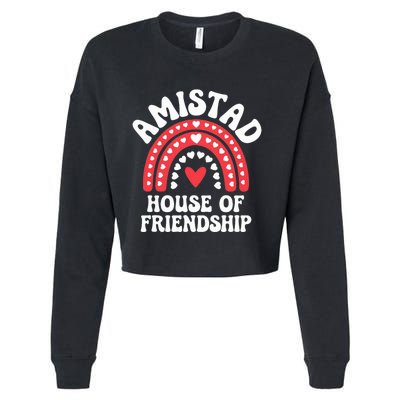 Amistad House Of Friendship Boho Heart Rainbow Cropped Pullover Crew