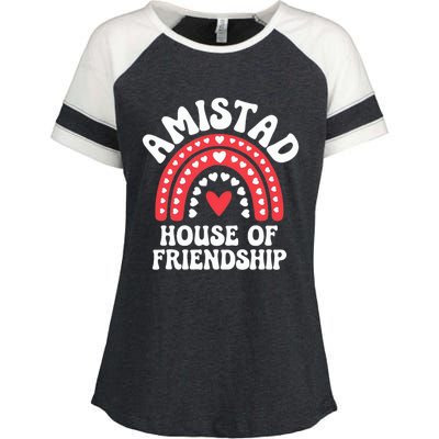 Amistad House Of Friendship Boho Heart Rainbow Enza Ladies Jersey Colorblock Tee