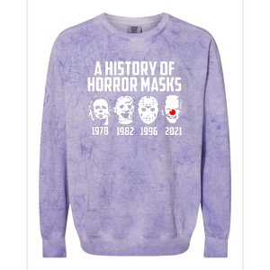 A History Of Horror Masks Halloween Funny Costume Anti Biden Colorblast Crewneck Sweatshirt