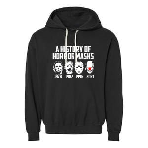 A History Of Horror Masks Halloween Funny Costume Anti Biden Garment-Dyed Fleece Hoodie