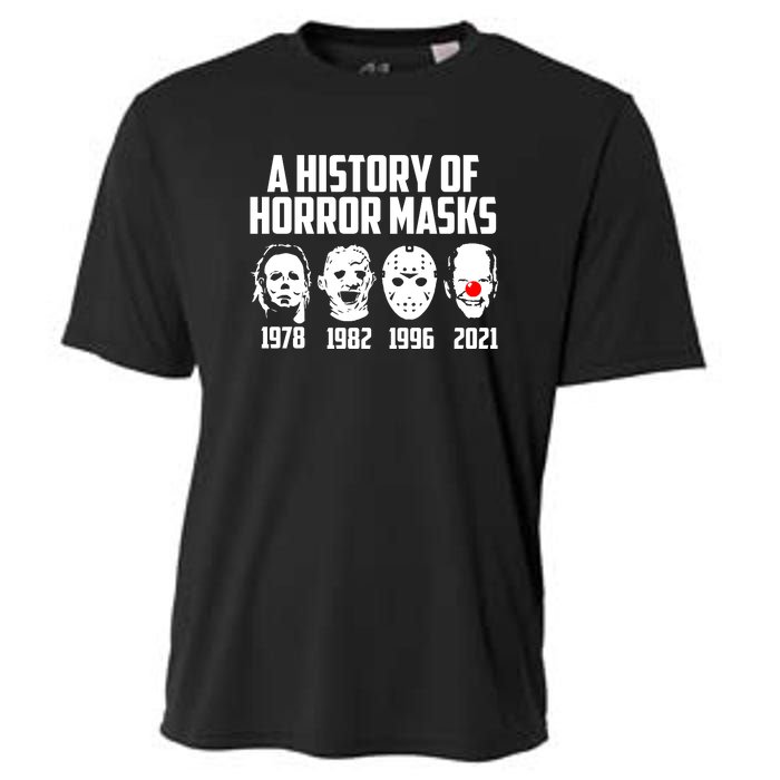 A History Of Horror Masks Halloween Funny Costume Anti Biden Cooling Performance Crew T-Shirt