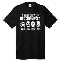 A History Of Horror Masks Halloween Funny Costume Anti Biden Tall T-Shirt