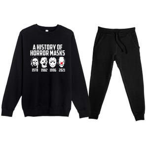 A History Of Horror Masks Halloween Funny Costume Anti Biden Premium Crewneck Sweatsuit Set