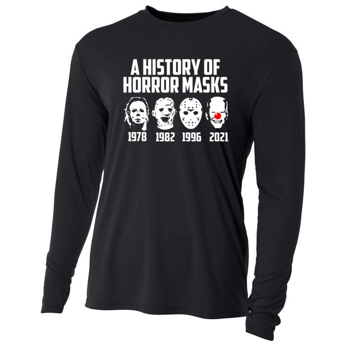 A History Of Horror Masks Halloween Funny Costume Anti Biden Cooling Performance Long Sleeve Crew