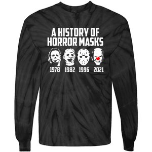 A History Of Horror Masks Halloween Funny Costume Anti Biden Tie-Dye Long Sleeve Shirt