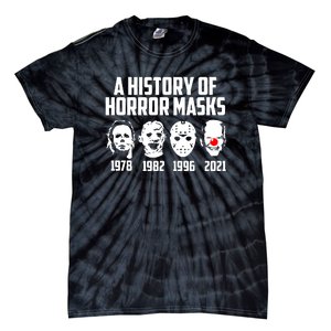 A History Of Horror Masks Halloween Funny Costume Anti Biden Tie-Dye T-Shirt